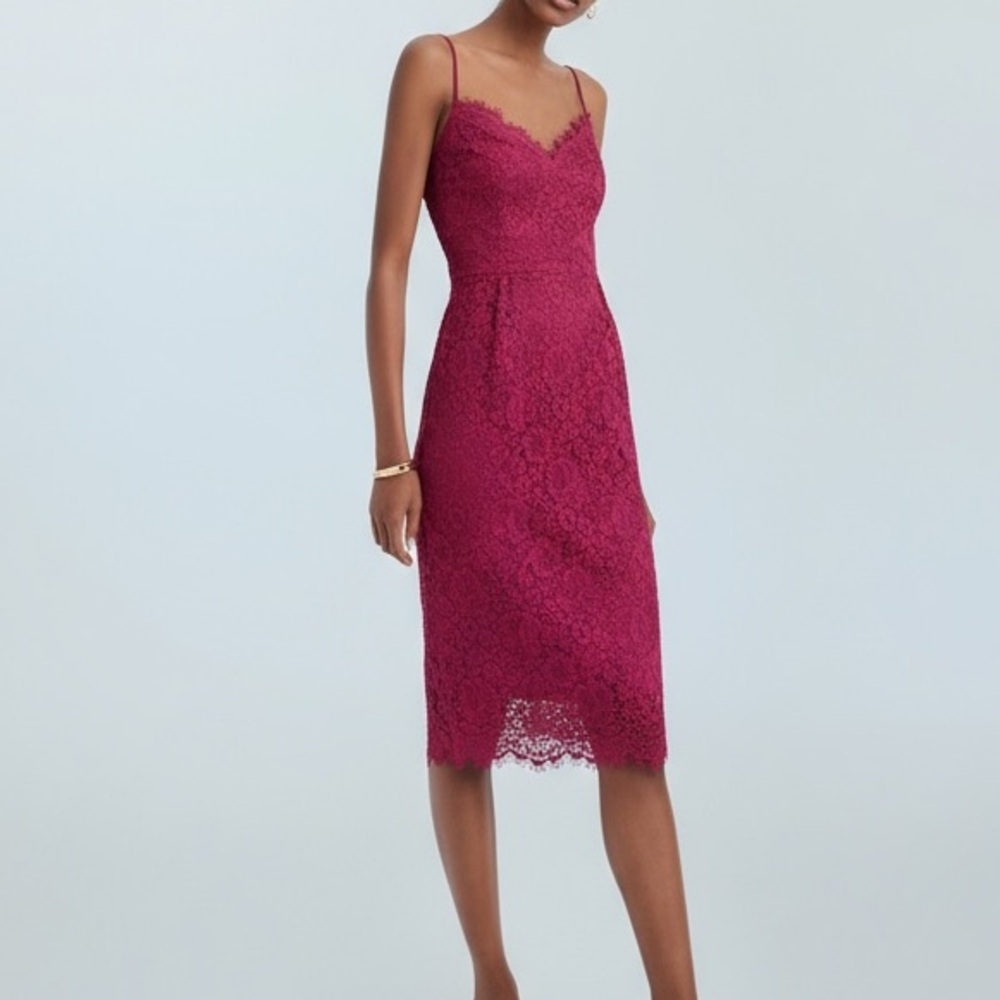 J. Crew Raspberry Lace Midi Dress